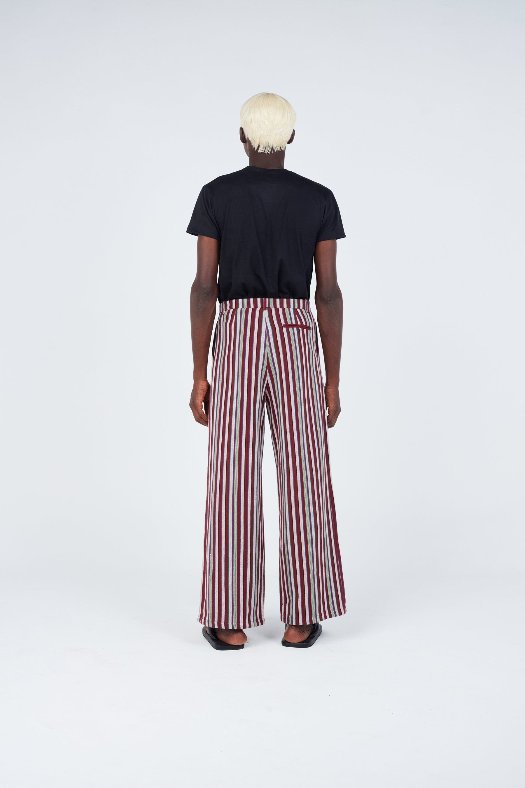 Stripe seam classic wide pants • Burgundy Trousers New LaurenceAirline 
