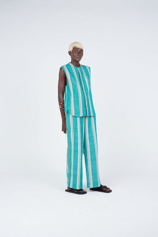 Stripe Seam Classic Wide Pants • Green New LaurenceAirline 