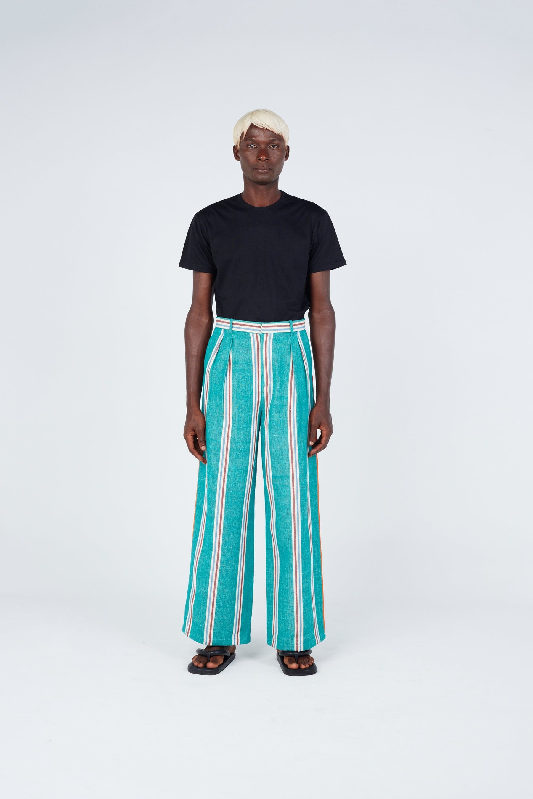 Green striped pants outlet