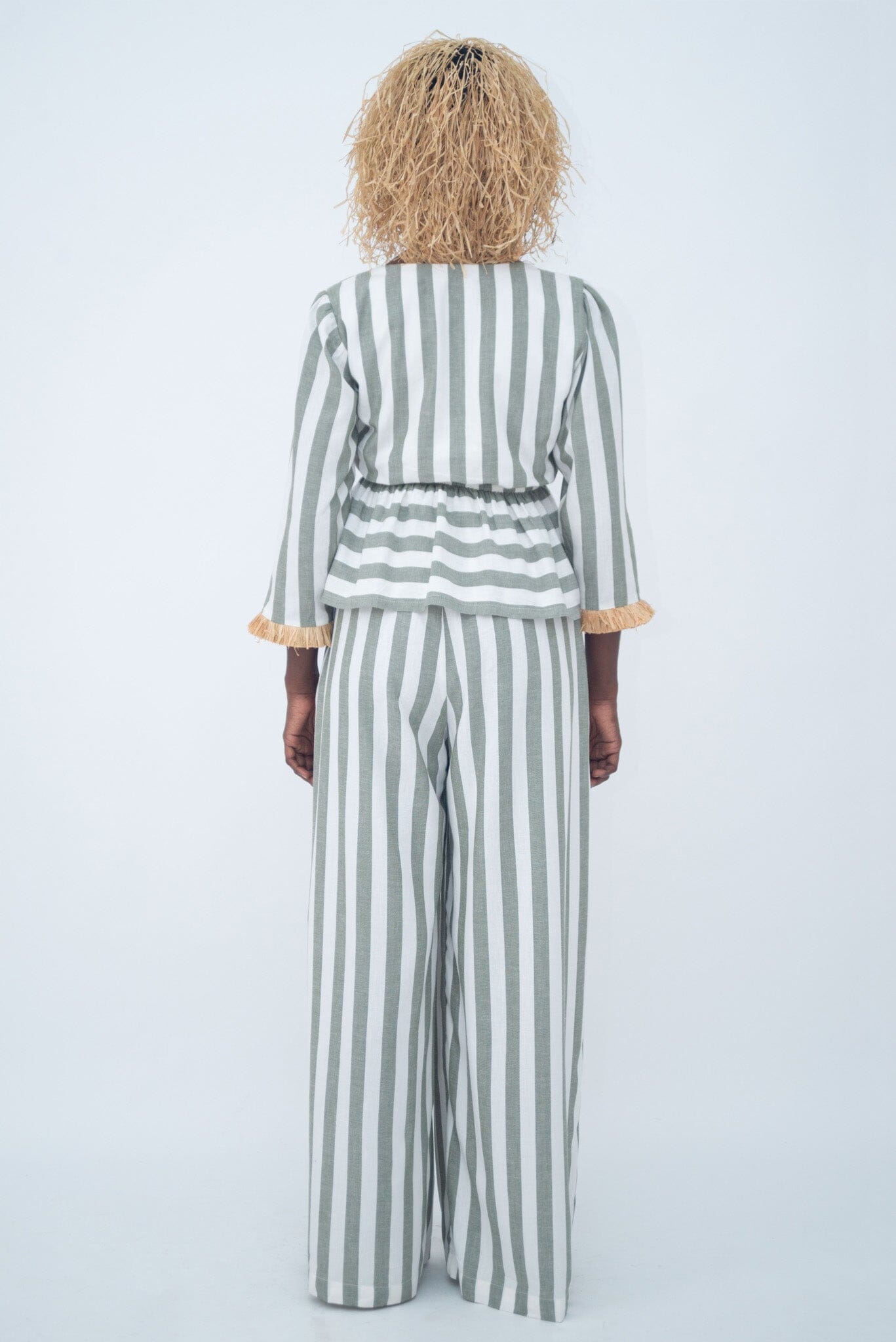 TOP RAPHIA BRACELET GREEN STRIPES LaurenceAirline 