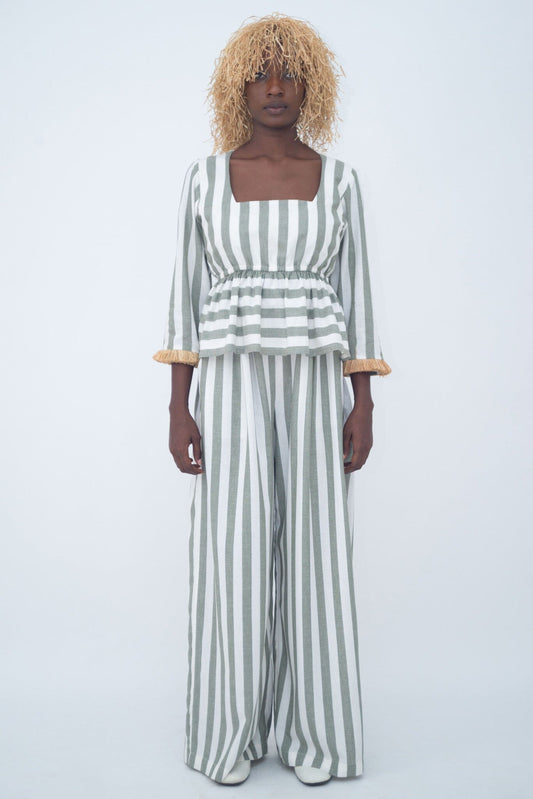 TOP RAPHIA BRACELET GREEN STRIPES LaurenceAirline 