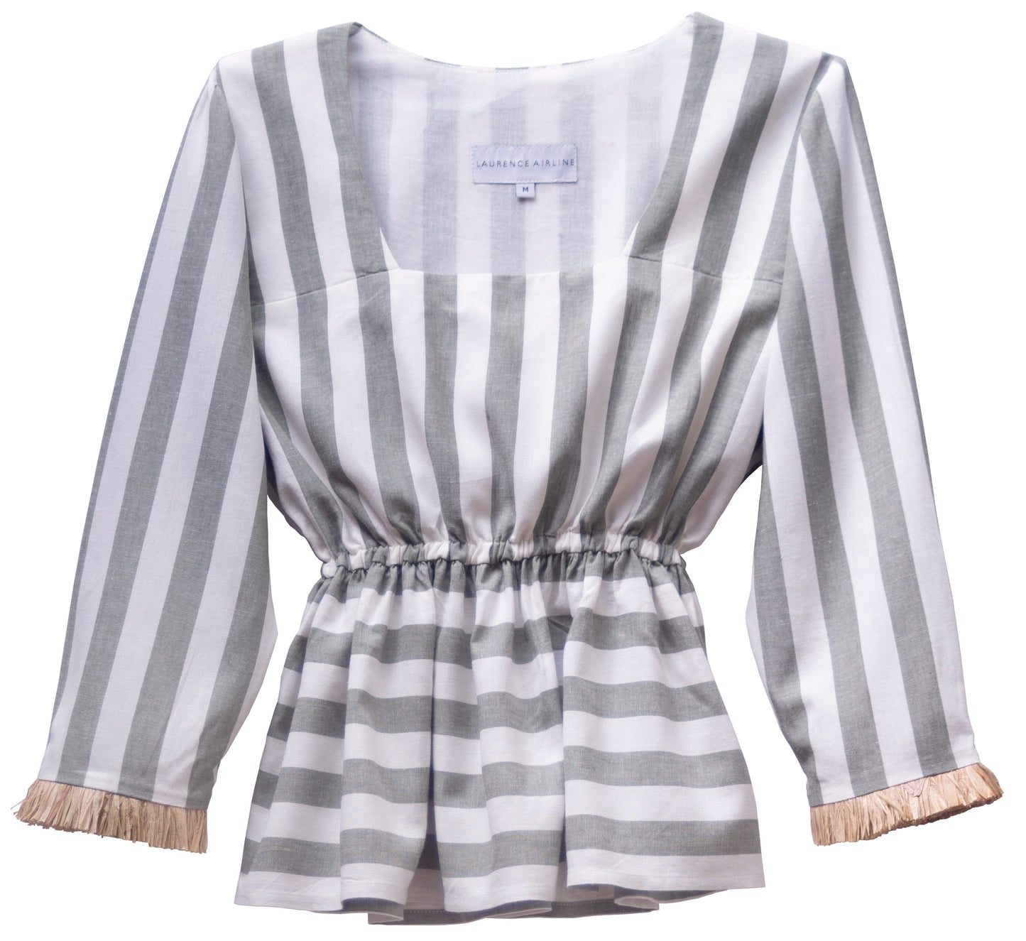 TOP RAPHIA BRACELET GREEN STRIPES LaurenceAirline 