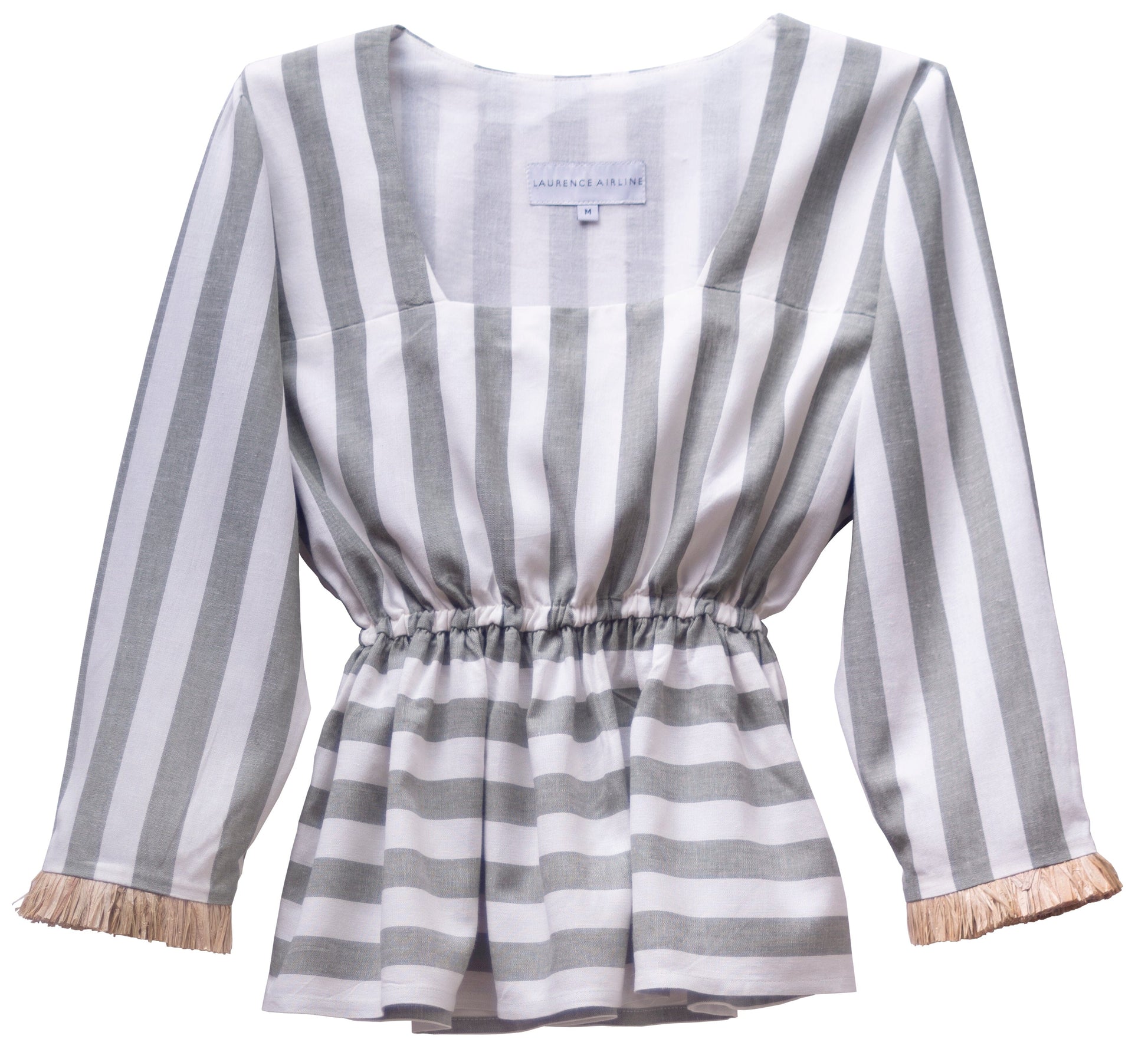 TOP RAPHIA BRACELET GREEN STRIPES LaurenceAirline 
