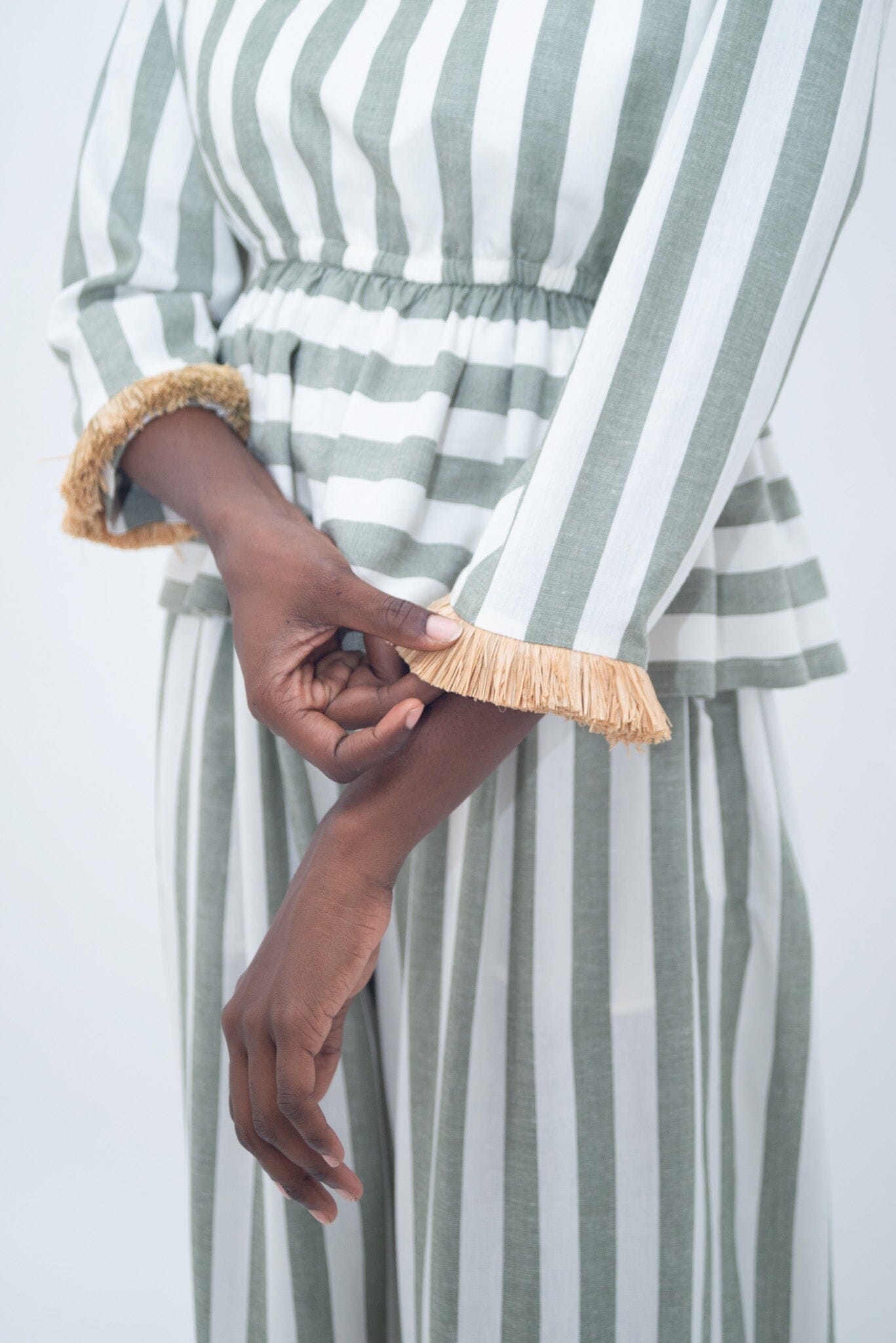 TOP RAPHIA BRACELET GREEN STRIPES LaurenceAirline 