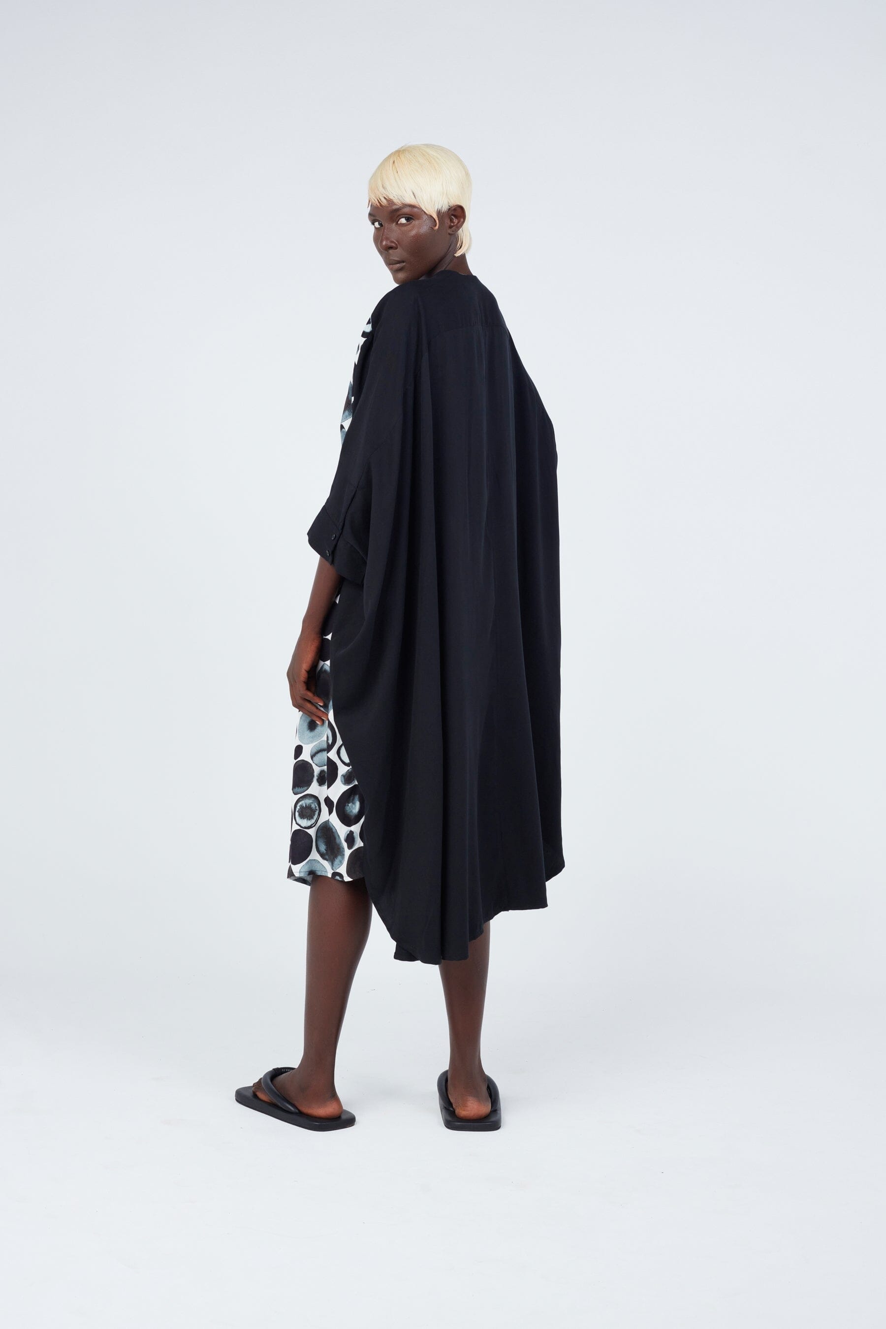 Dark watercolour spotted cape dress Dress New LaurenceAirline Womens 