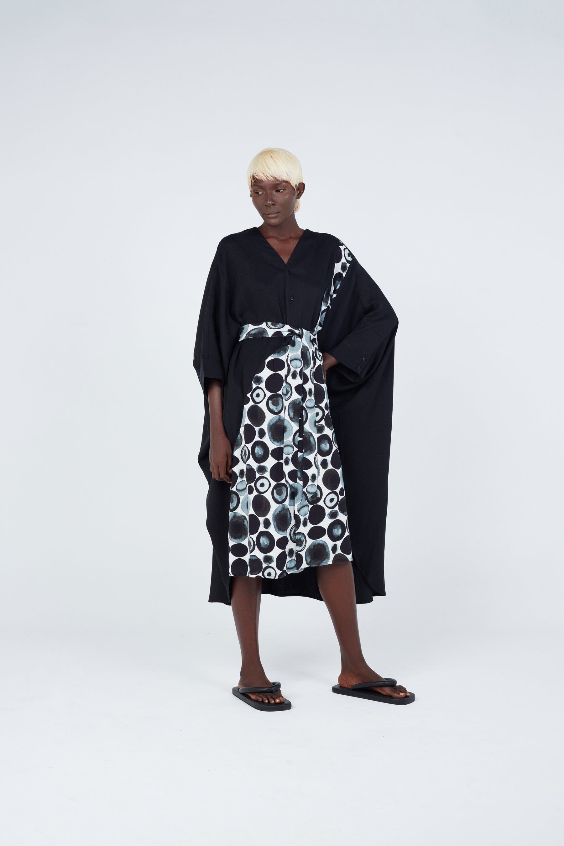 Dark watercolour spotted cape dress Dress New LaurenceAirline Womens 