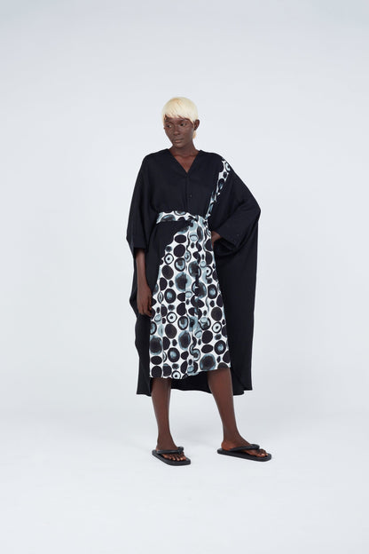 Dark watercolour spotted cape dress Dress New LaurenceAirline Womens 