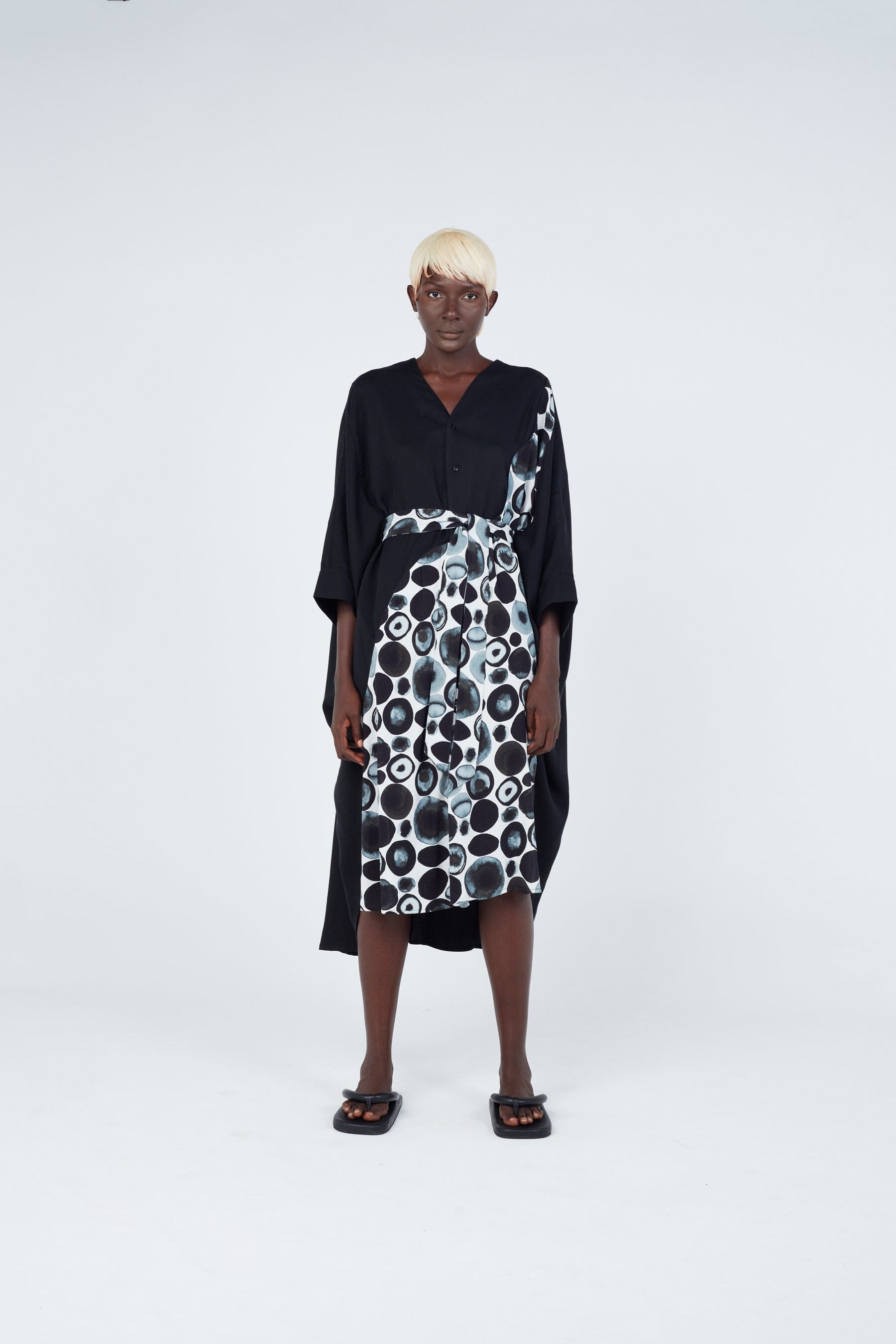 Dark watercolour spotted cape dress Dress New LaurenceAirline Womens 