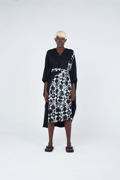 Dark watercolour spotted cape dress Dress New LaurenceAirline Womens 
