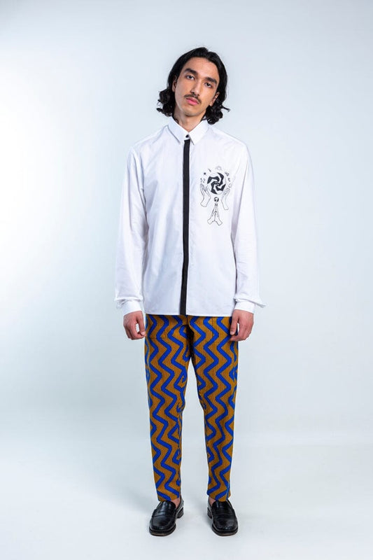Sikensi - Screen-printed White Shirt LaurenceAirline 