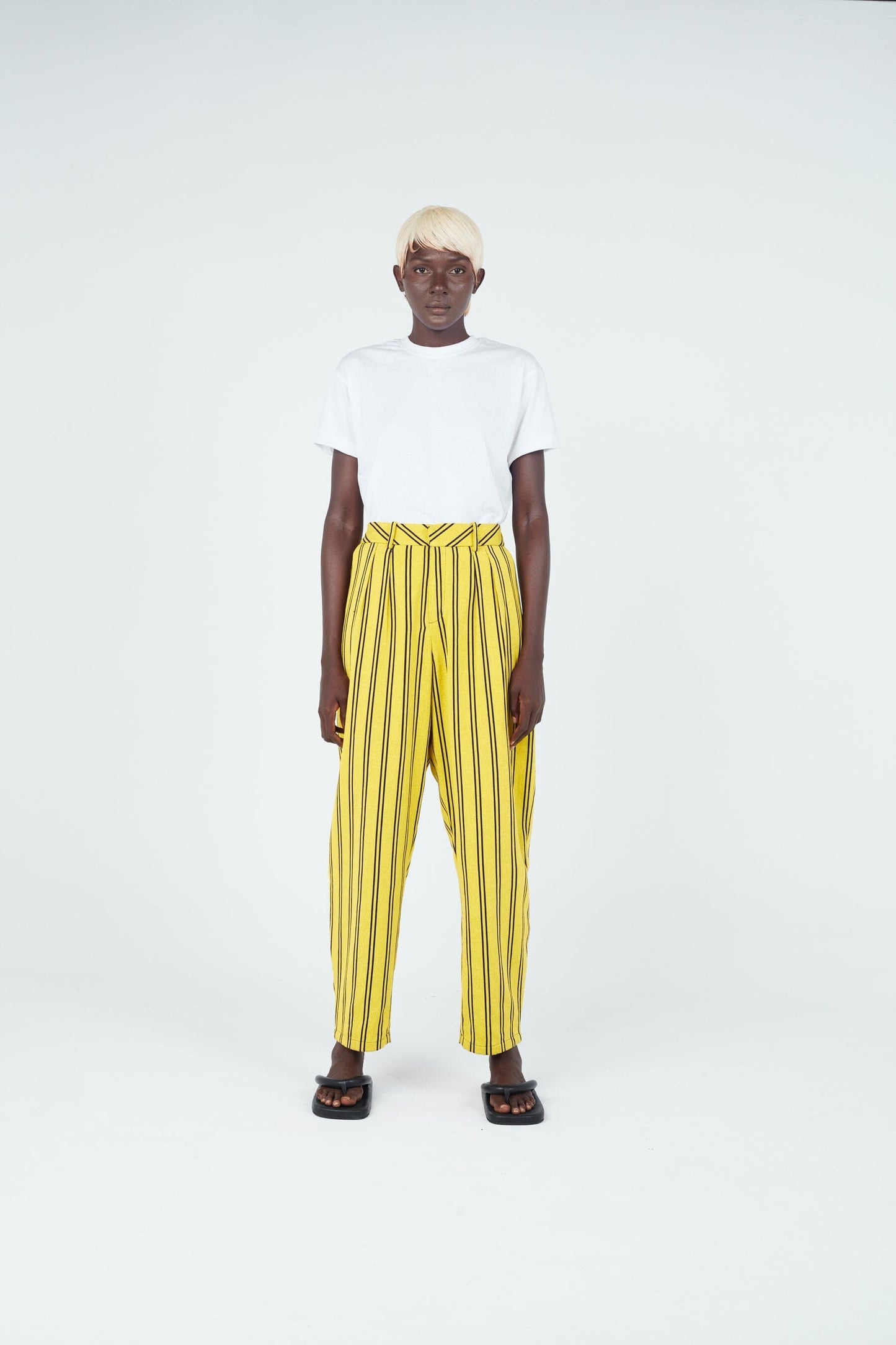 Stripe weave carrot pants Trousers New LaurenceAirline 