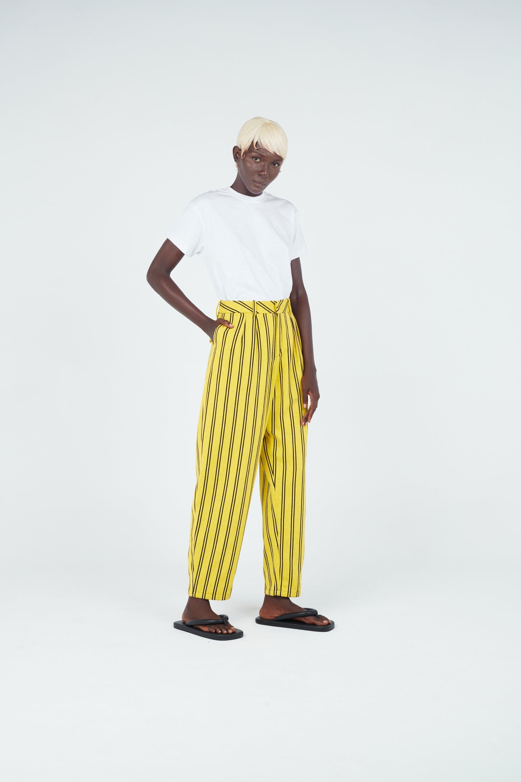 Stripe weave carrot pants Trousers New LaurenceAirline 