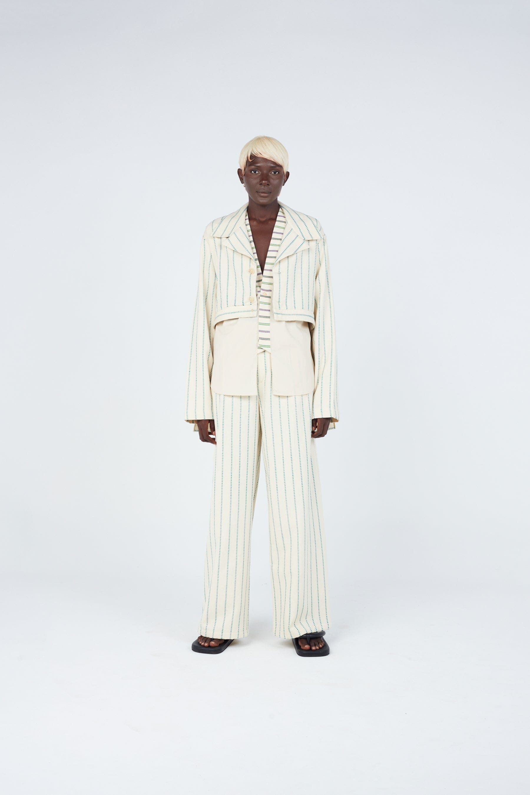 Striped Weave Crop Tail Jacket Outerwear New LaurenceAirline 