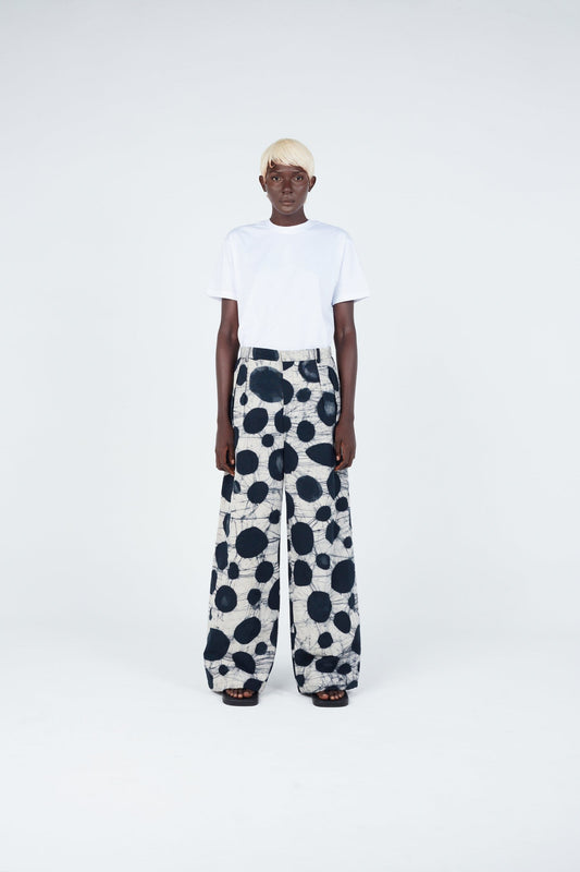 Watercolour Spotted Classic Wide Pants Trousers New LaurenceAirline 